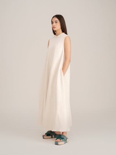 Maxi Dress with Stand Collar
