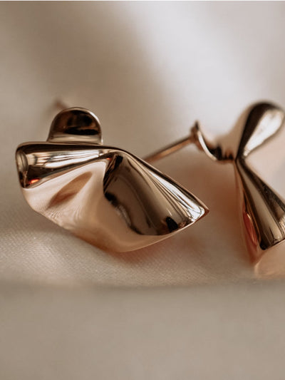 DUMA Folded Petal Studs Earrings in Rose Gold