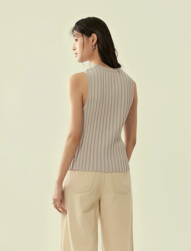 Relaxed Fit Rib Knit Vest
