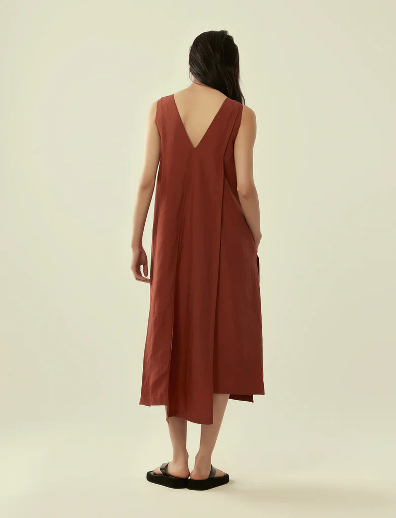 V-Neck Panelled Long Dress