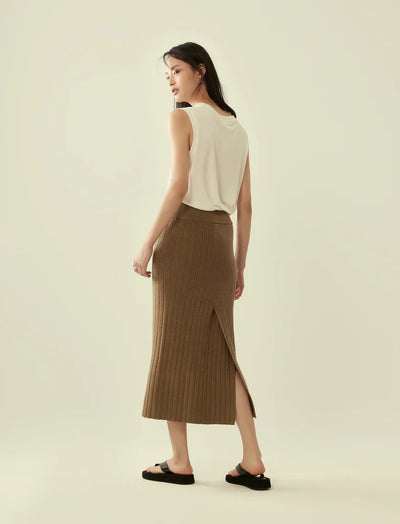 Heather Knit Column Skirt