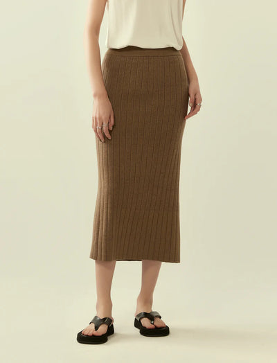Heather Knit Column Skirt