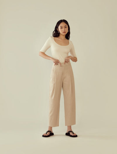 Deep Pleated Structured Trousers