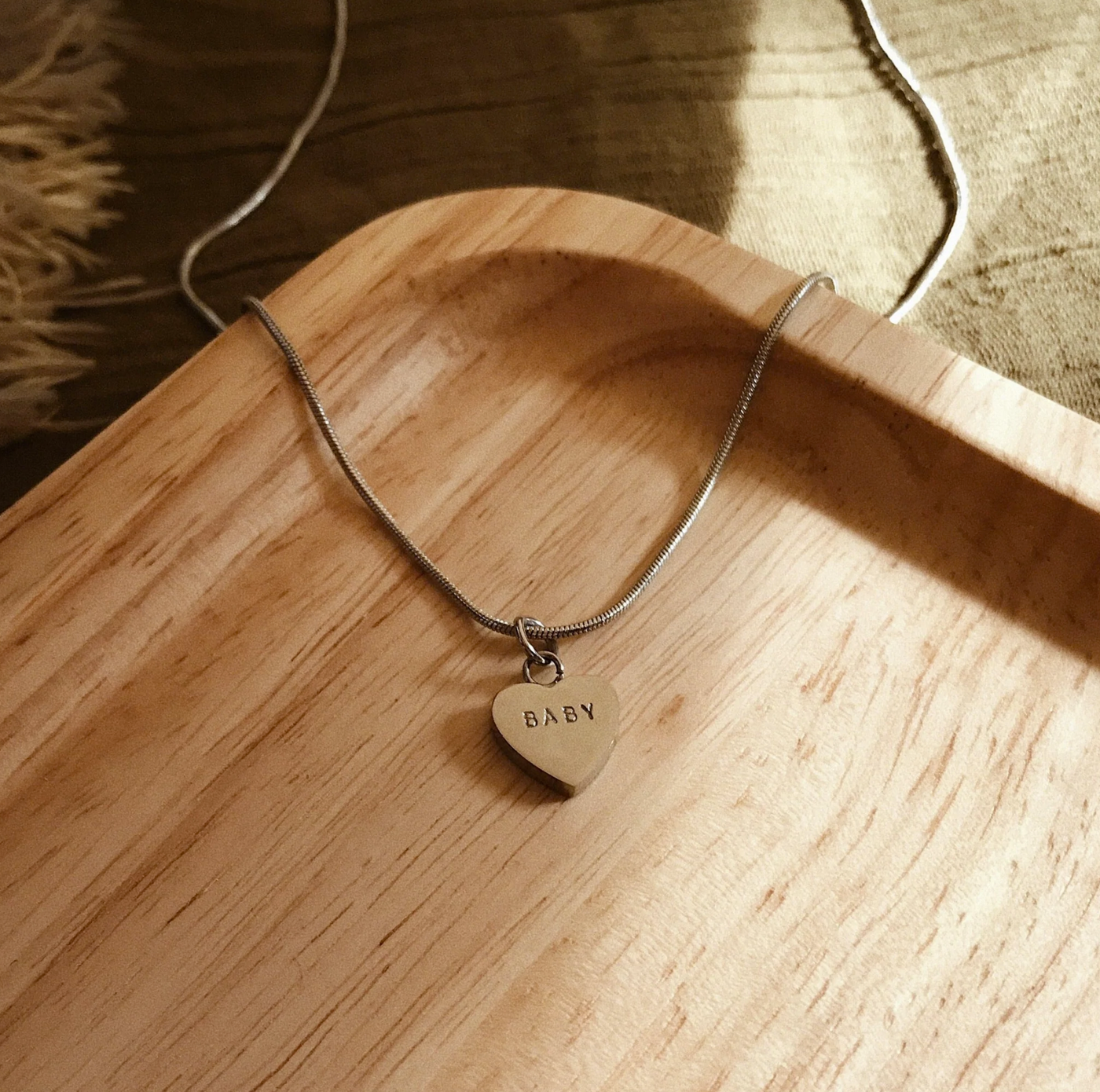 SAGE Snake Chain + STILL Heart Necklace Silver