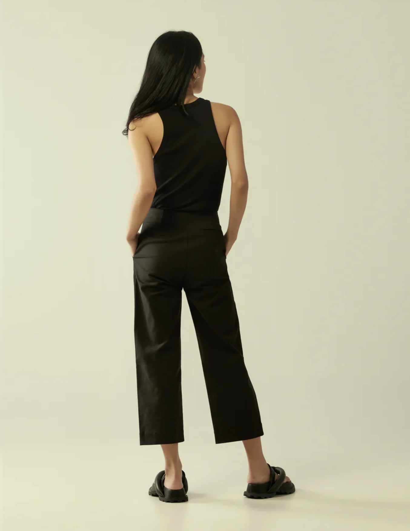 Straight-Cut High Waisted Trousers